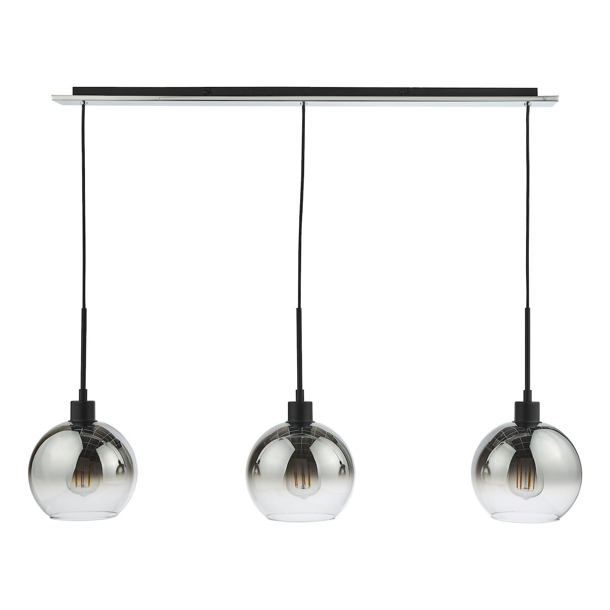 Lycia 3 Light Bar Pendant Matt Black Ombre Smoked Glass<br>Matt Black - Image 4