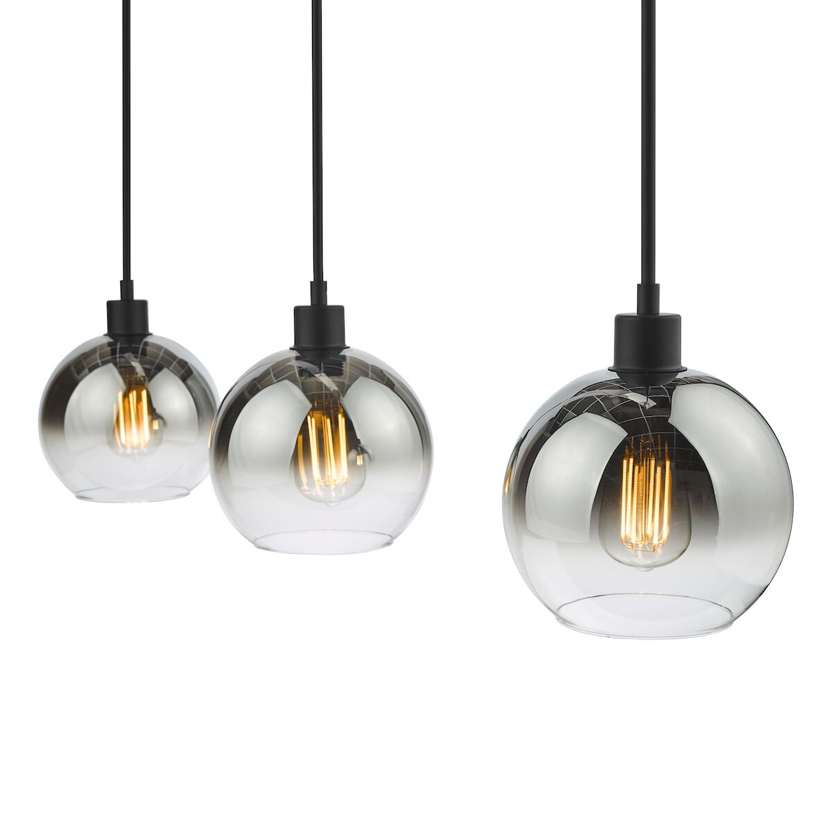 Lycia 3 Light Bar Pendant Matt Black Ombre Smoked Glass<br>Matt Black - Image 7