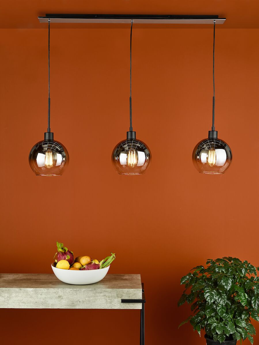 Lycia 3 Light Bar Pendant Matt Black Ombre Smoked Glass<br>Matt Black - Image 8