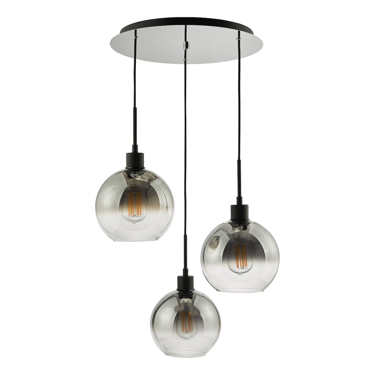 Lycia 3 Light Cluster Pendant Matt Black Smoked Ombre Glass<br>Matt Black - Image 2