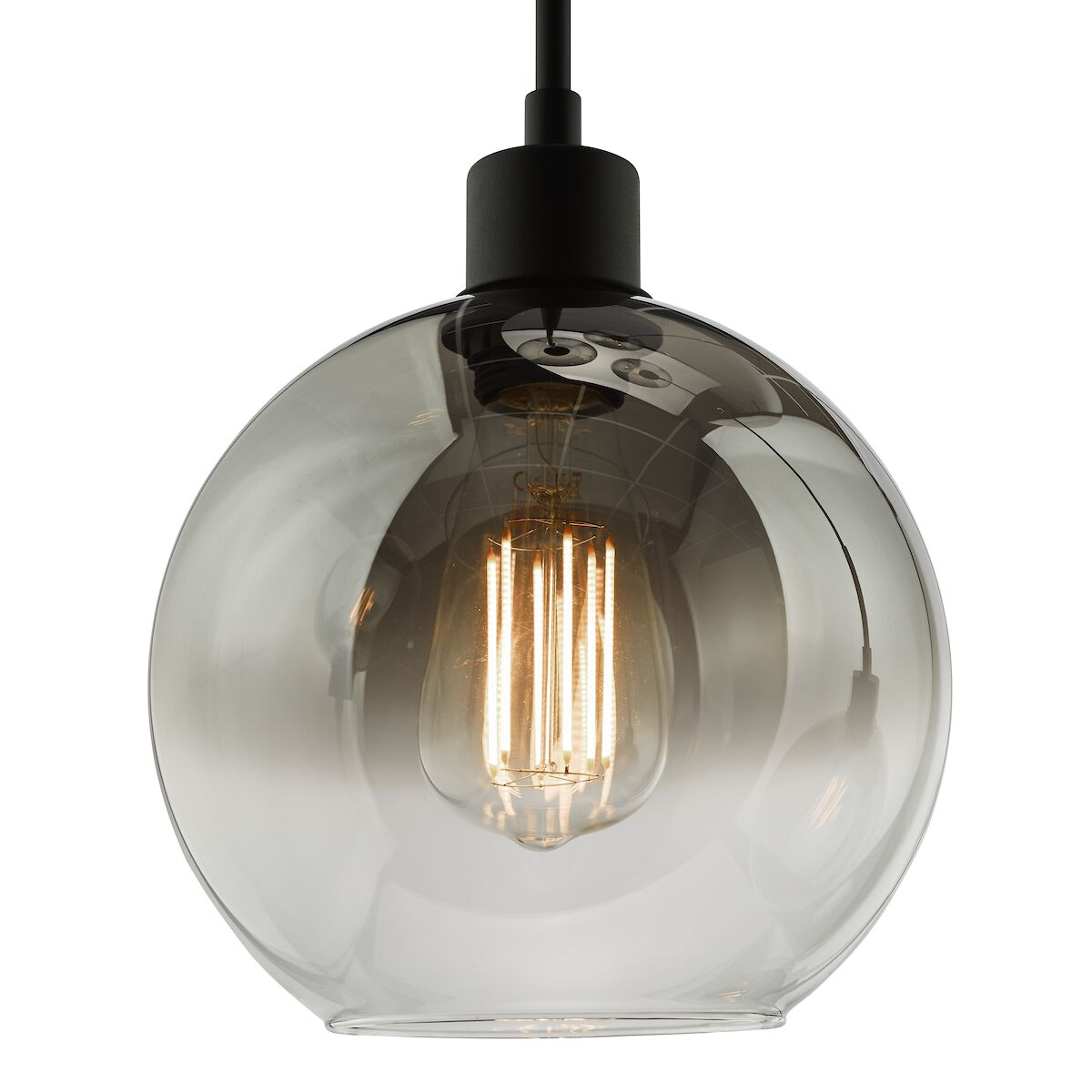 Lycia 3 Light Cluster Pendant Matt Black Smoked Ombre Glass<br>Matt Black - Image 3