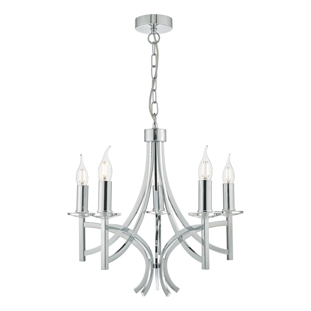 Lyon 5lt Pendant Polished Chrome & Crystal<br>Polished Chrome