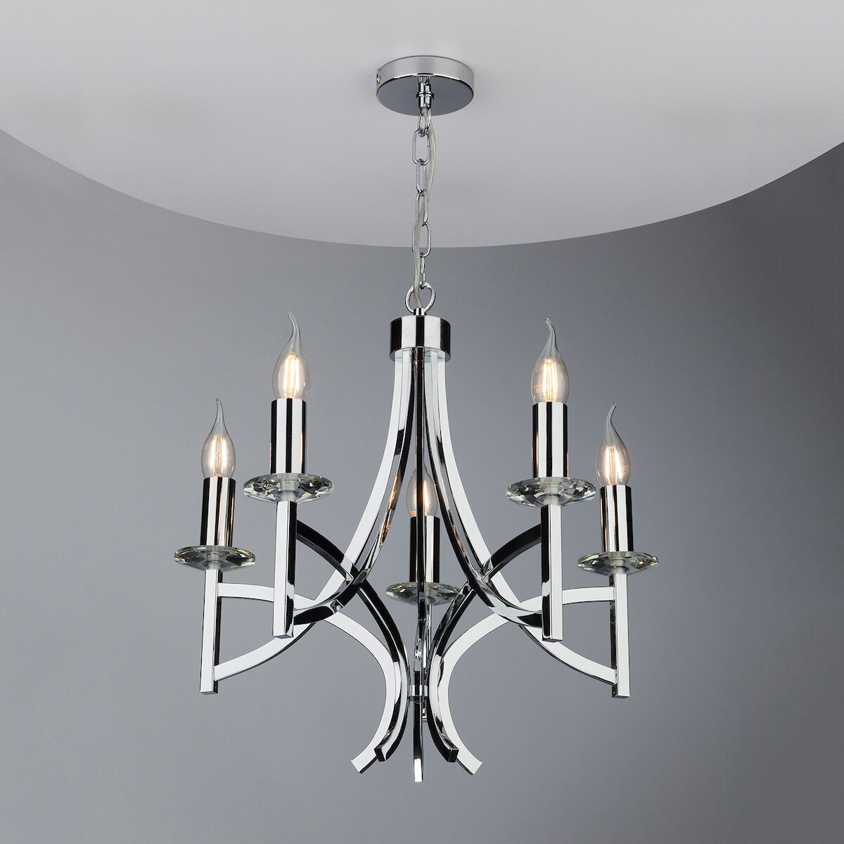 Lyon 5lt Pendant Polished Chrome & Crystal<br>Polished Chrome - Image 5