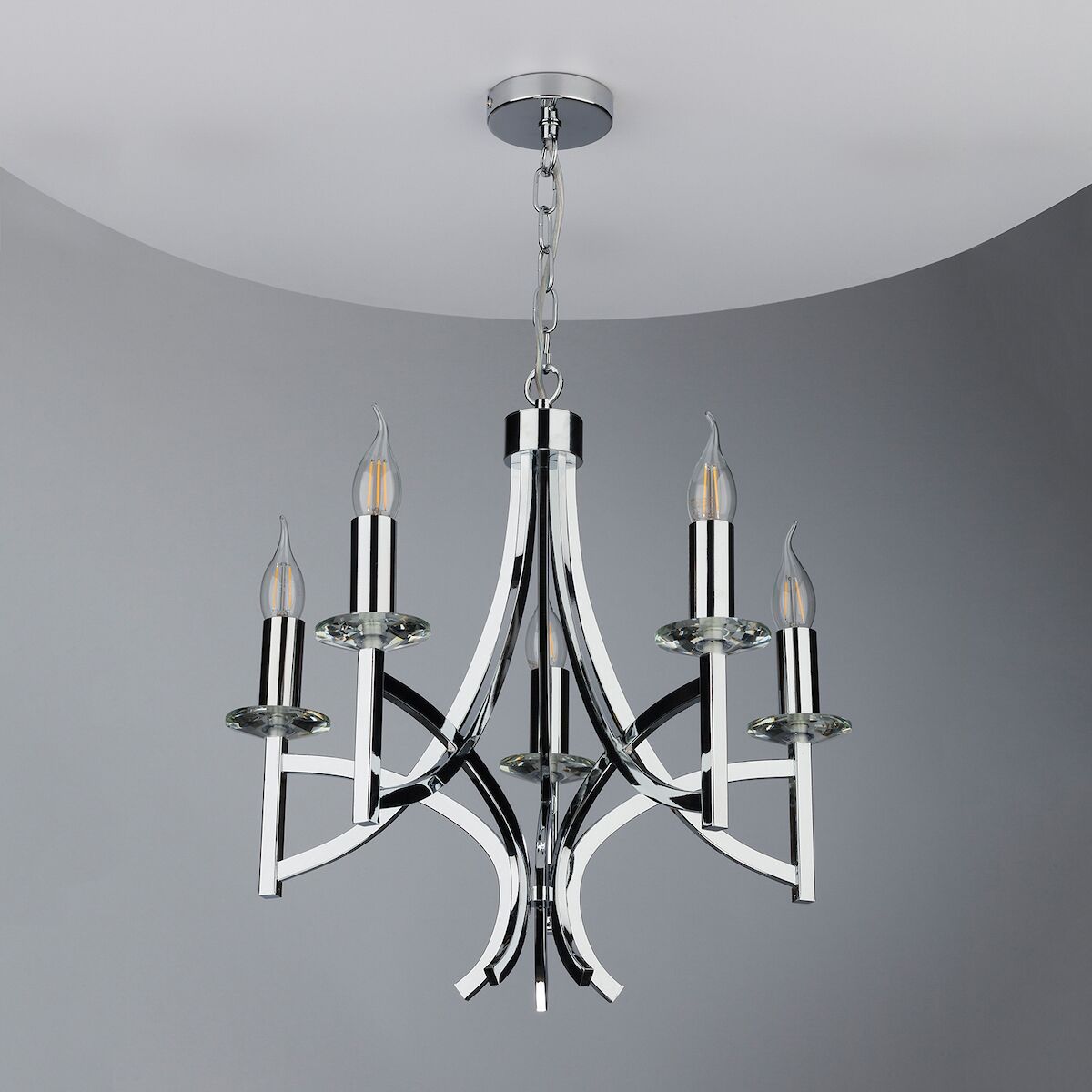 Lyon 5lt Pendant Polished Chrome & Crystal<br>Polished Chrome - Image 6