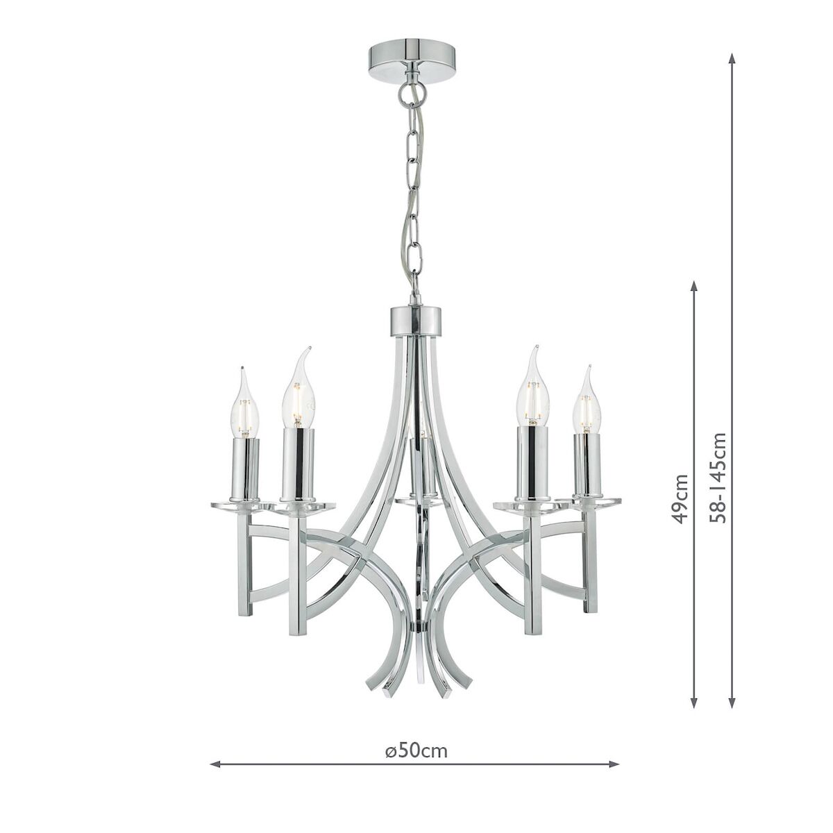 Lyon 5lt Pendant Polished Chrome & Crystal<br>Polished Chrome - Image 7