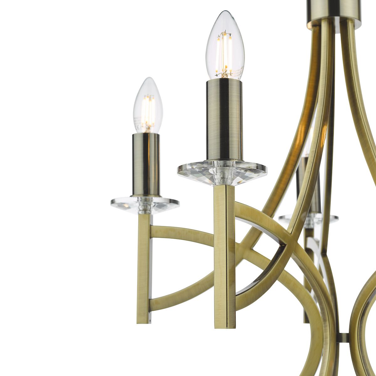 Lyon 5 Light Armed Fitting Antique Brass Crystal<br>Antique Brass - Image 3