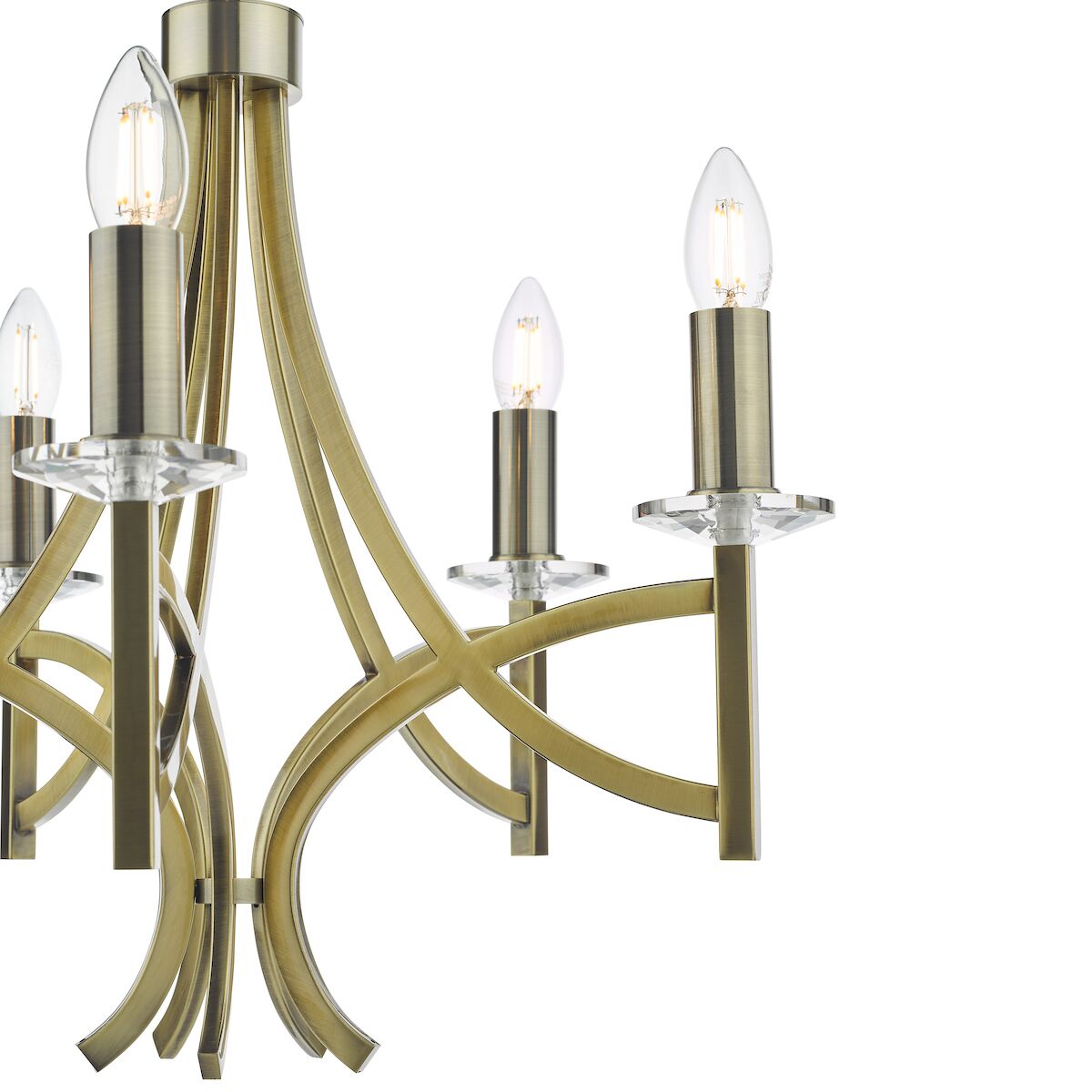 Lyon 5 Light Armed Fitting Antique Brass Crystal<br>Antique Brass - Image 4