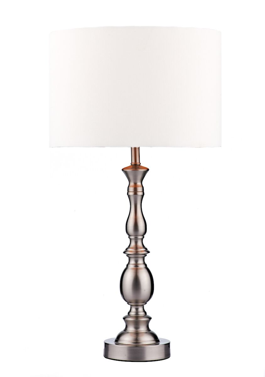Madrid Table Lamp Satin Chrome With Shade Satin Chrome