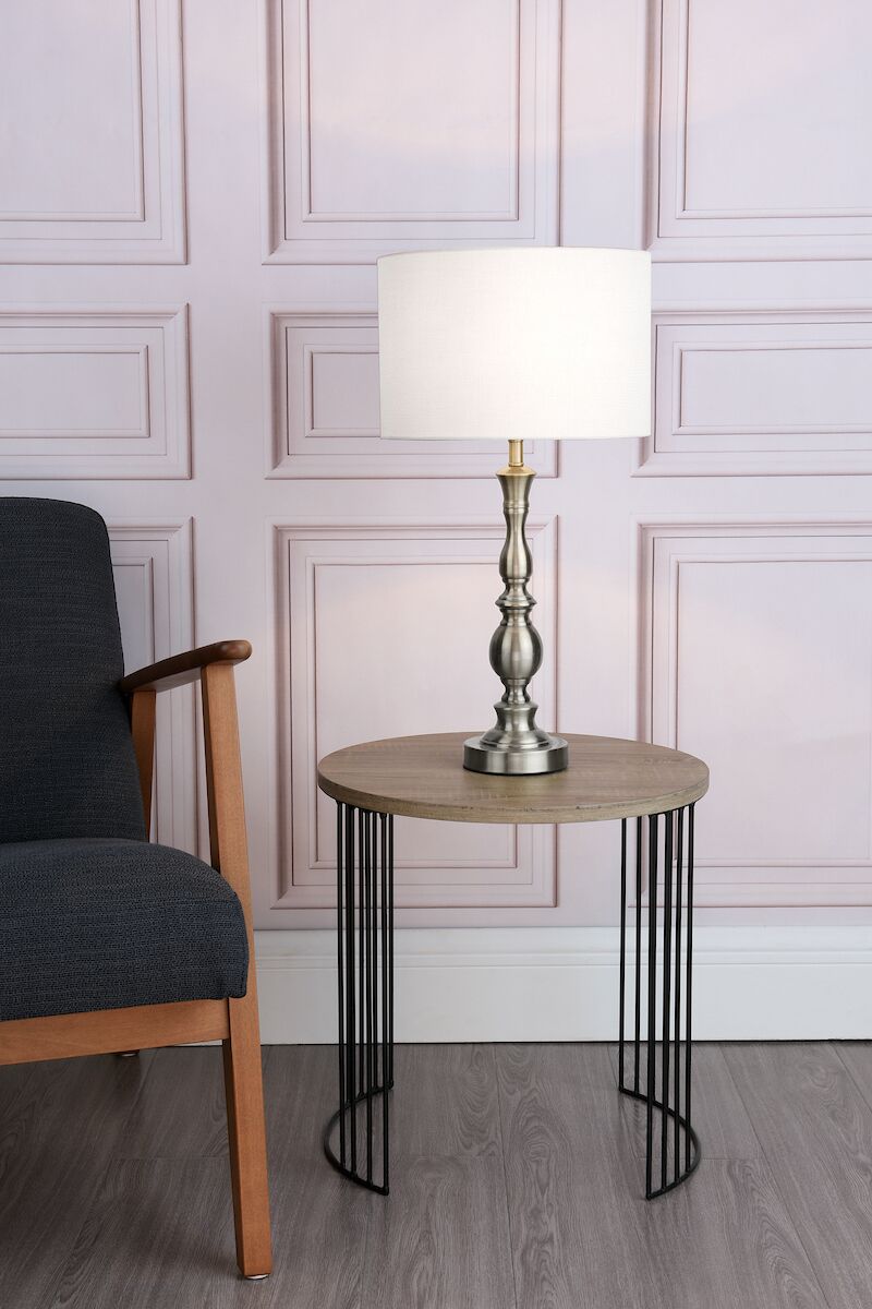 Madrid Table Lamp Satin Chrome With Shade Satin Chrome - Image 5