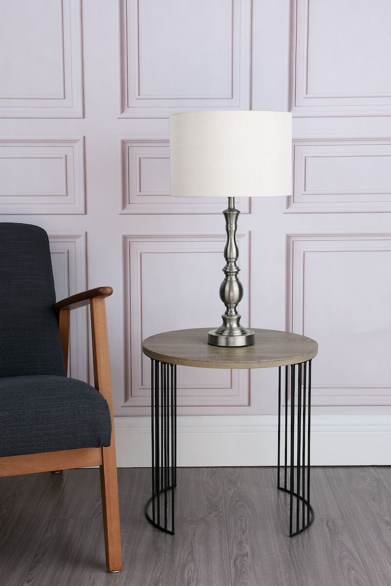 Madrid Table Lamp Satin Chrome With Shade Satin Chrome - Image 6