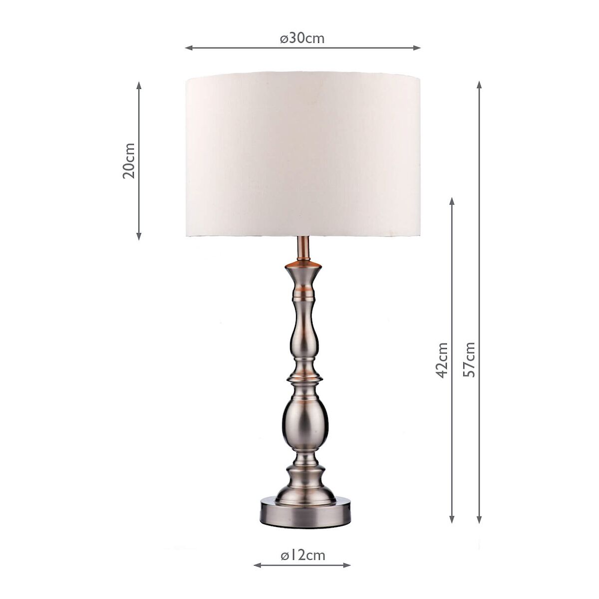 Madrid Table Lamp Satin Chrome With Shade Satin Chrome - Image 7