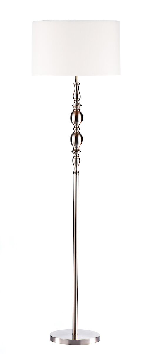 Madrid Floor Lamp Satin Chrome With Shade <br>Satin Chrome