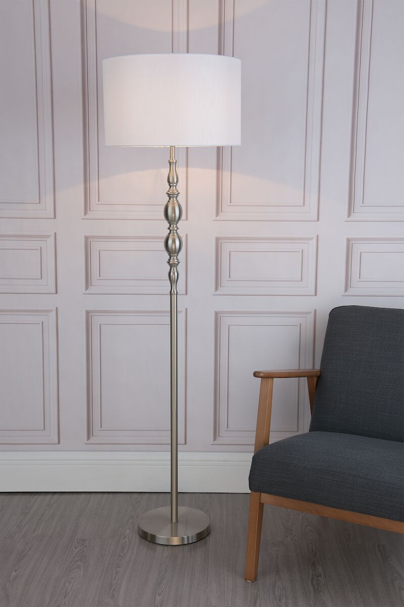 Madrid Floor Lamp Satin Chrome With Shade <br>Satin Chrome - Image 5