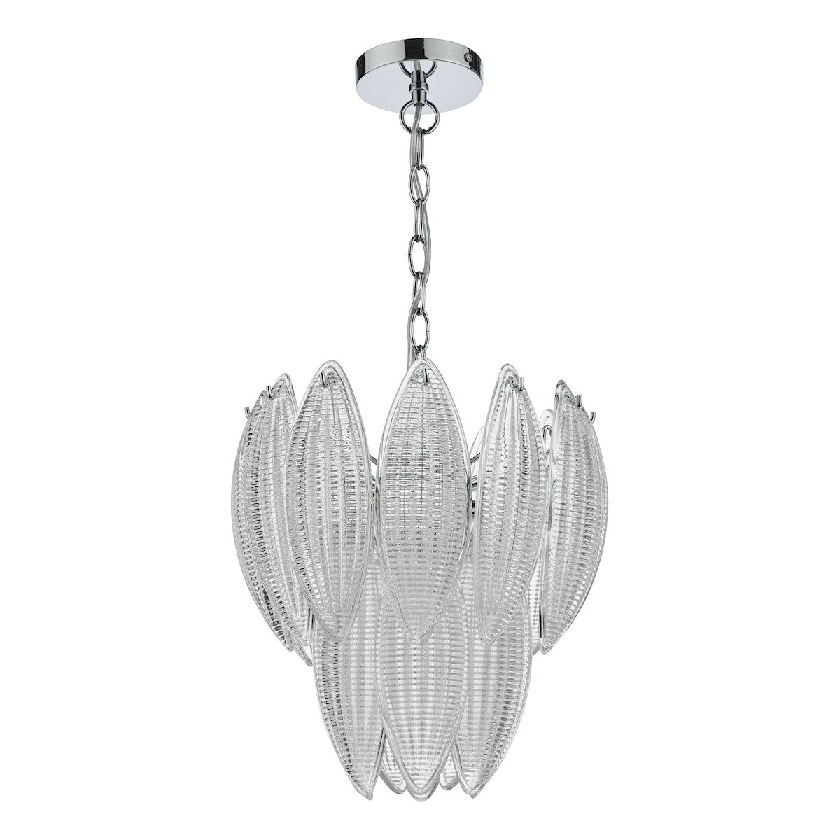 Maeve 6 Light Pendant Polished Chrome Textured Glass<br>Polished Chrome - Image 2
