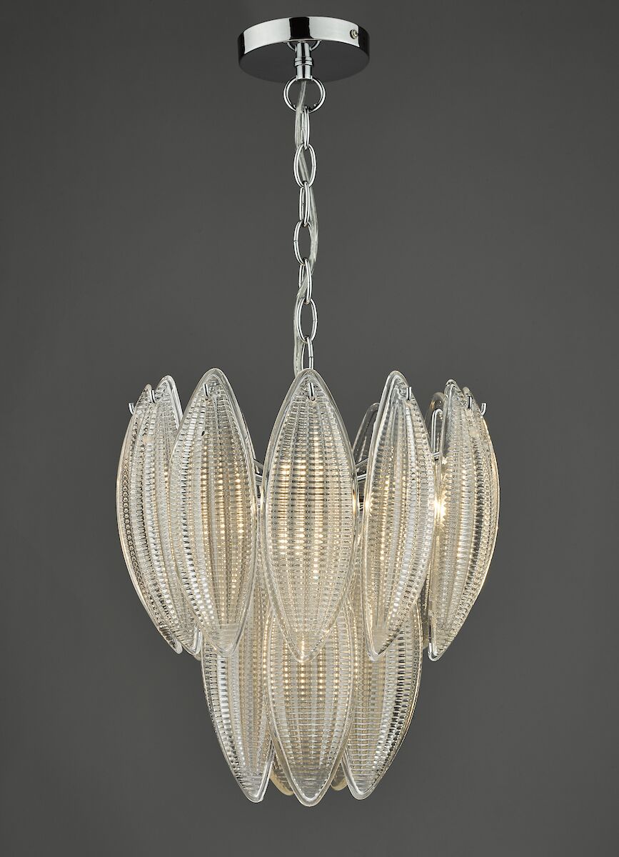 Maeve 6 Light Pendant Polished Chrome Textured Glass<br>Polished Chrome - Image 6