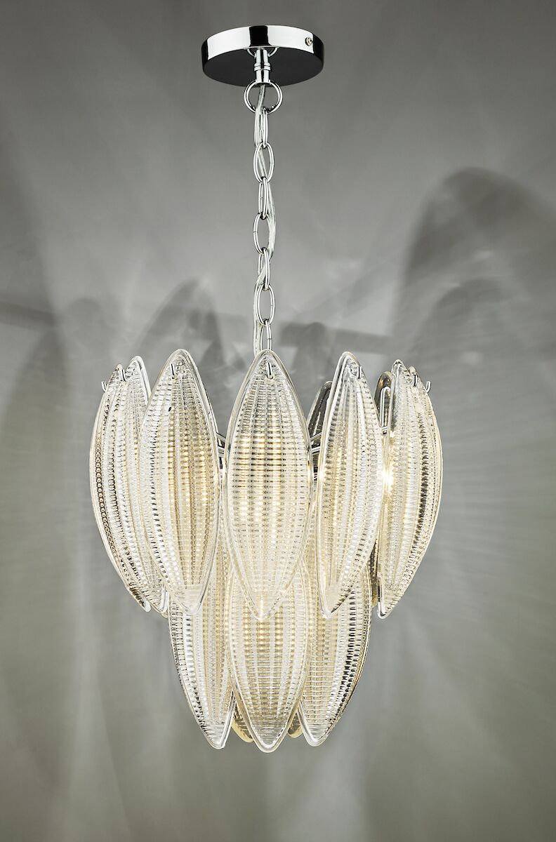Maeve 6 Light Pendant Polished Chrome Textured Glass<br>Polished Chrome - Image 7