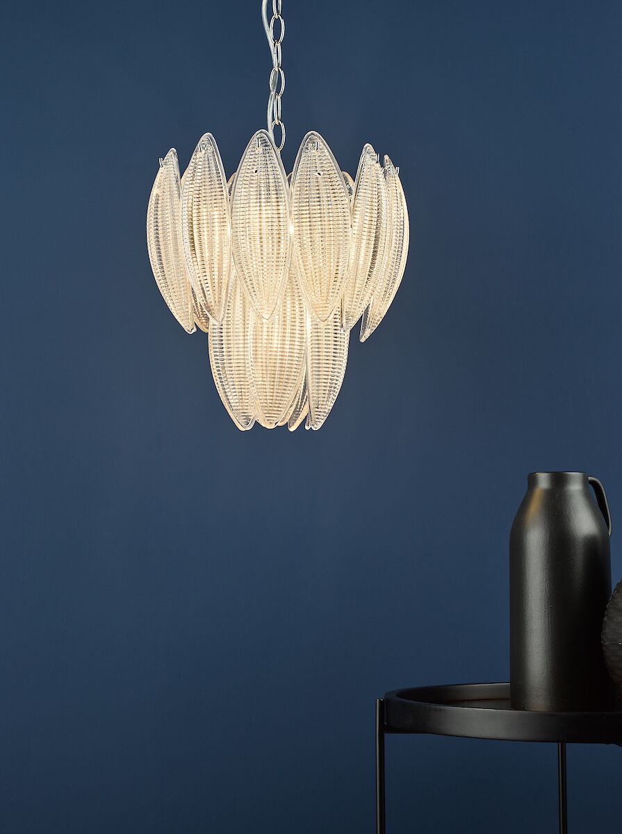Maeve 6 Light Pendant Polished Chrome Textured Glass<br>Polished Chrome - Image 8