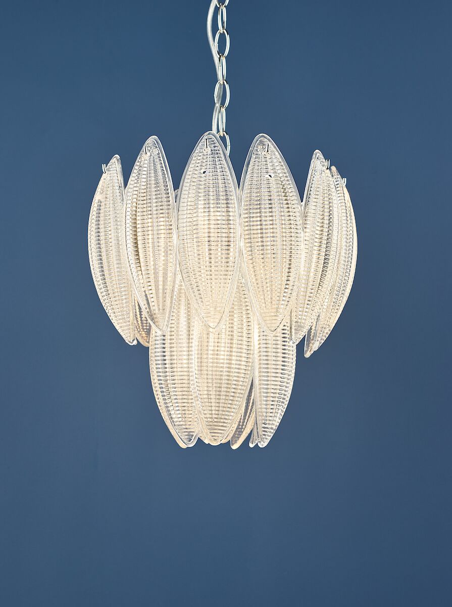 Maeve 6 Light Pendant Polished Chrome Textured Glass<br>Polished Chrome - Image 9