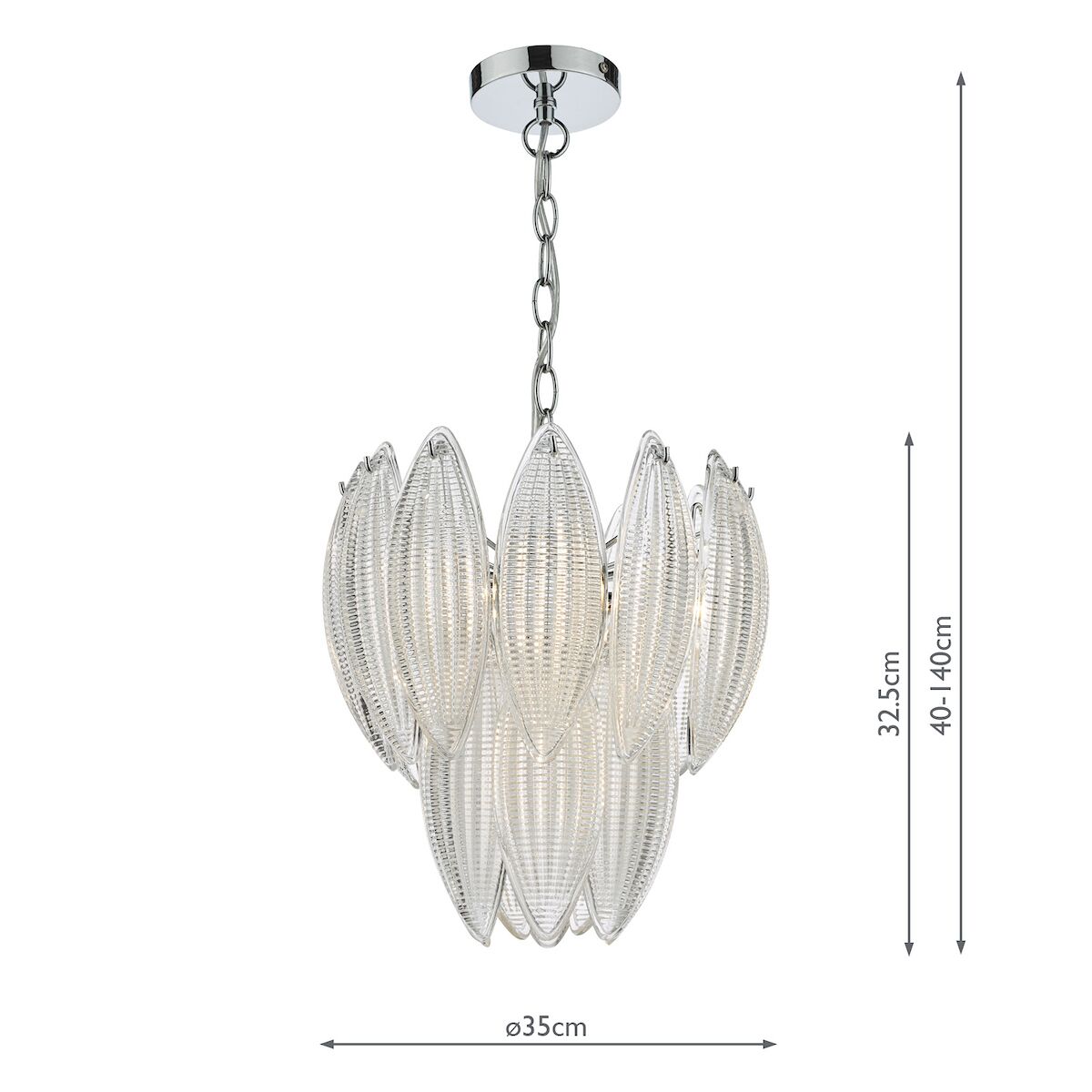 Maeve 6 Light Pendant Polished Chrome Textured Glass<br>Polished Chrome - Image 10