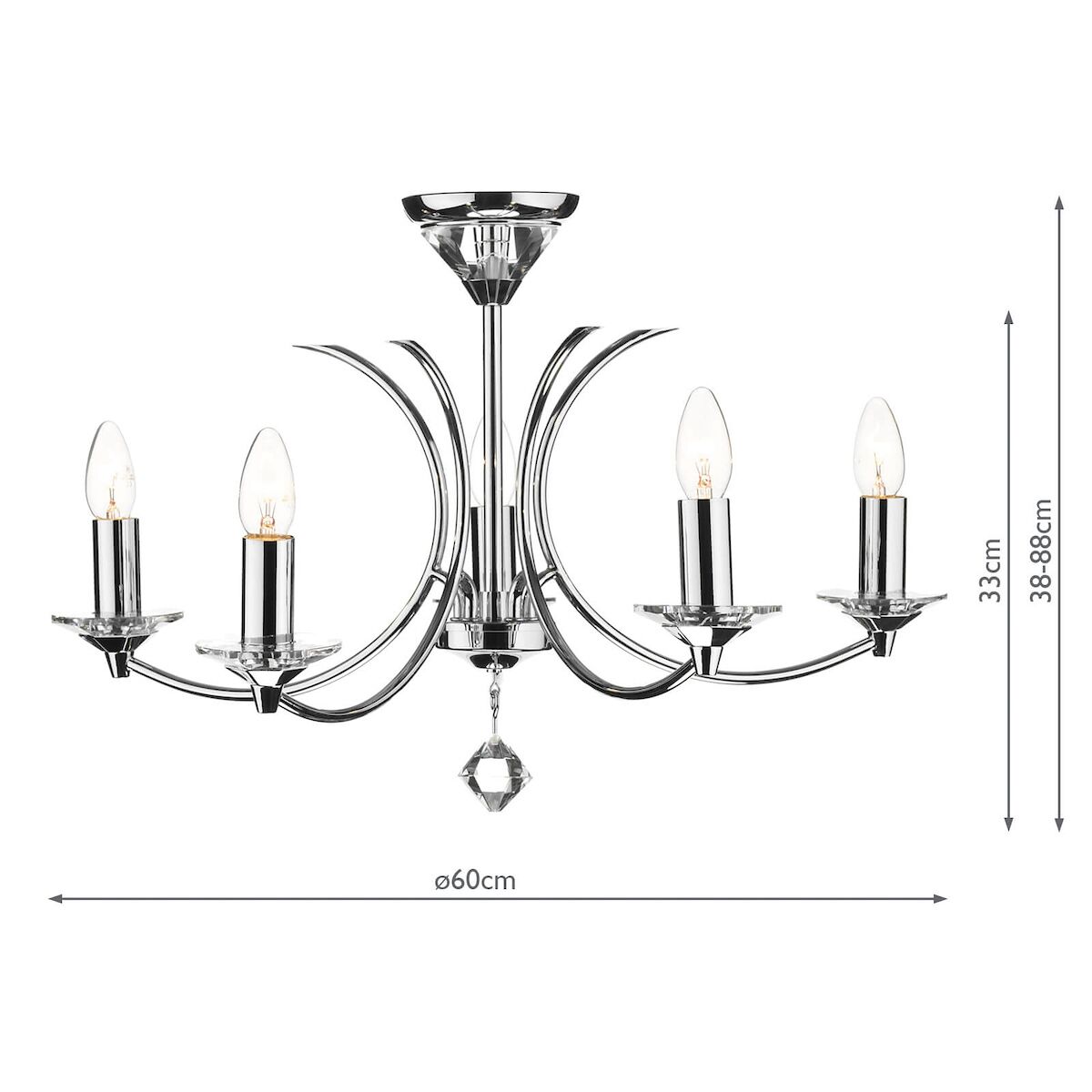 Medusa 5 Light Dual Mount Pendant K9 Crystal Polished Chrome<br>Polished Chrome - Image 5