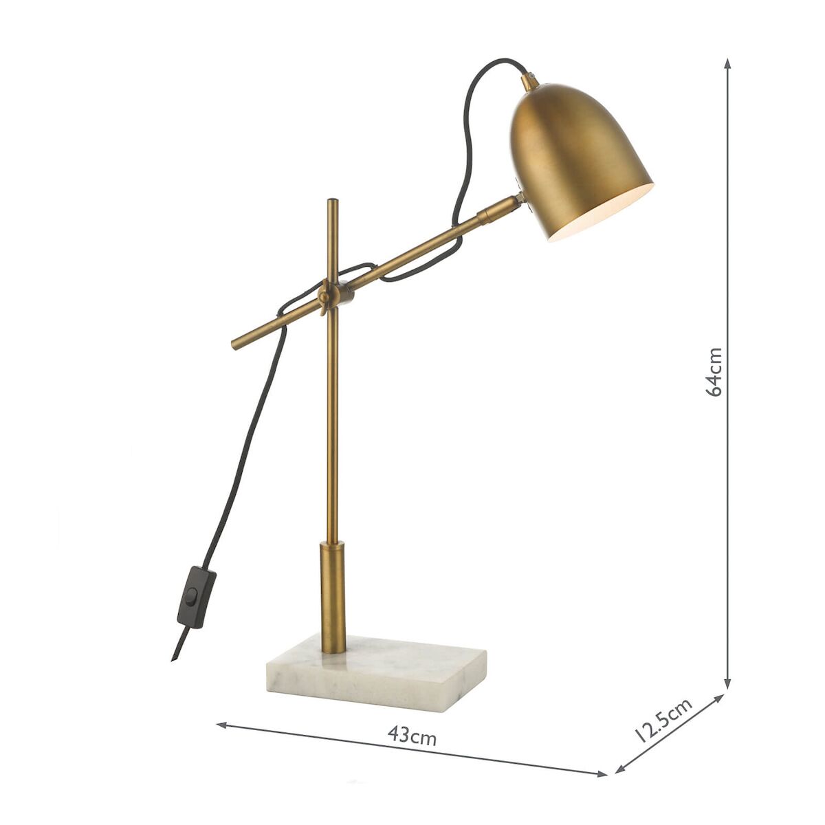 Mendal Task Lamp Bronze & Marble<br>Antique Bronze - Image 6