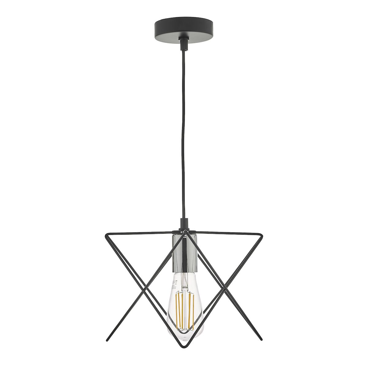 Midi 1 Light Pendant Black and Polished Chrome<br>Matt Black - Image 2