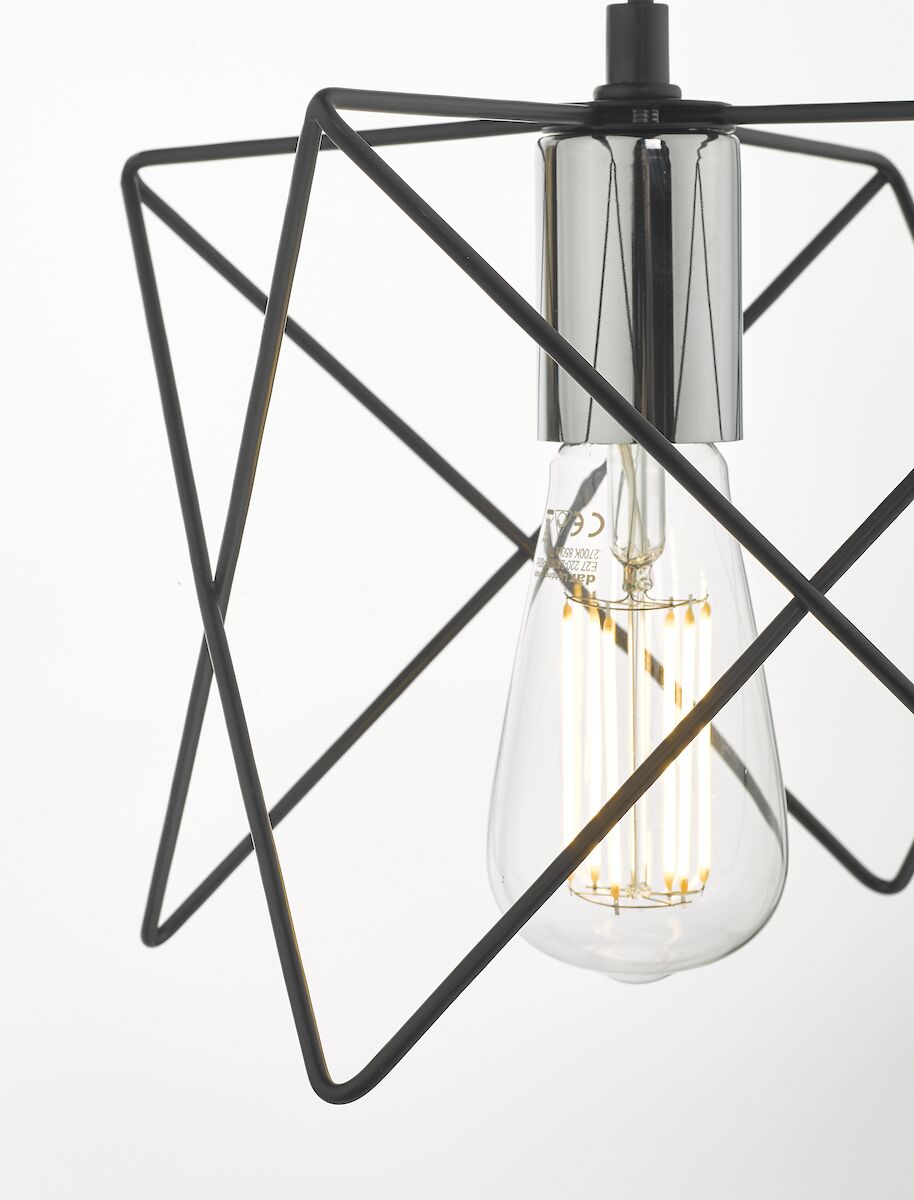 Midi 1 Light Pendant Black and Polished Chrome<br>Matt Black - Image 3