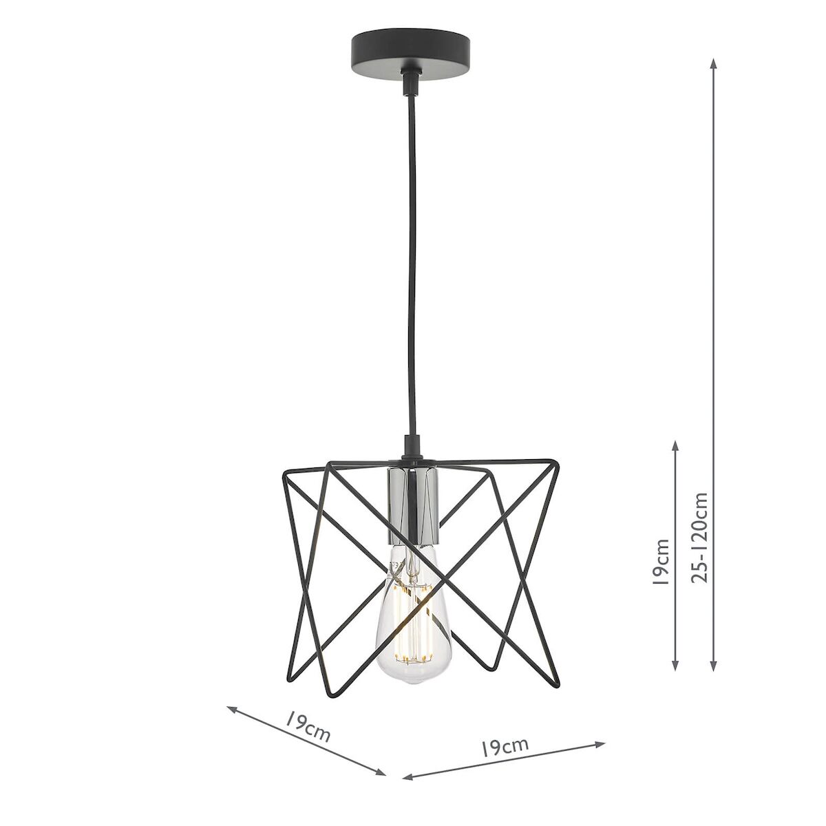 Midi 1 Light Pendant Black and Polished Chrome<br>Matt Black - Image 4