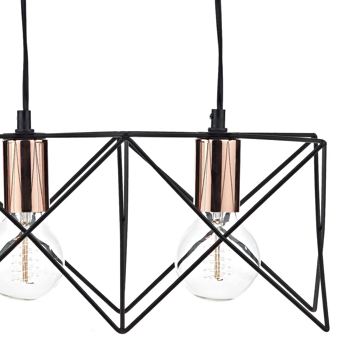 Midi 3 Light Bar Pendant Black & Bright Copper Detail<br>Matt Black - Image 2