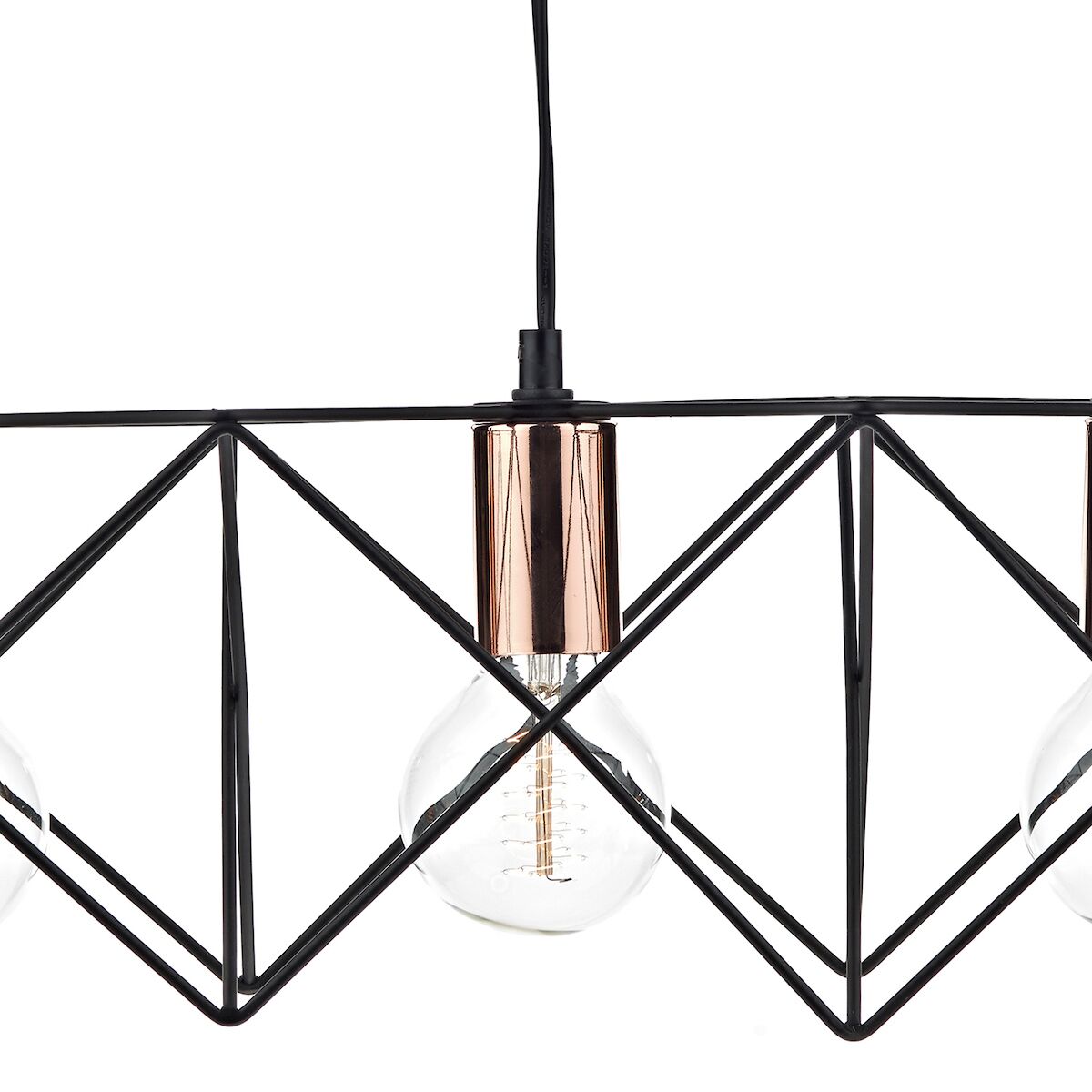 Midi 3 Light Bar Pendant Black & Bright Copper Detail<br>Matt Black - Image 3