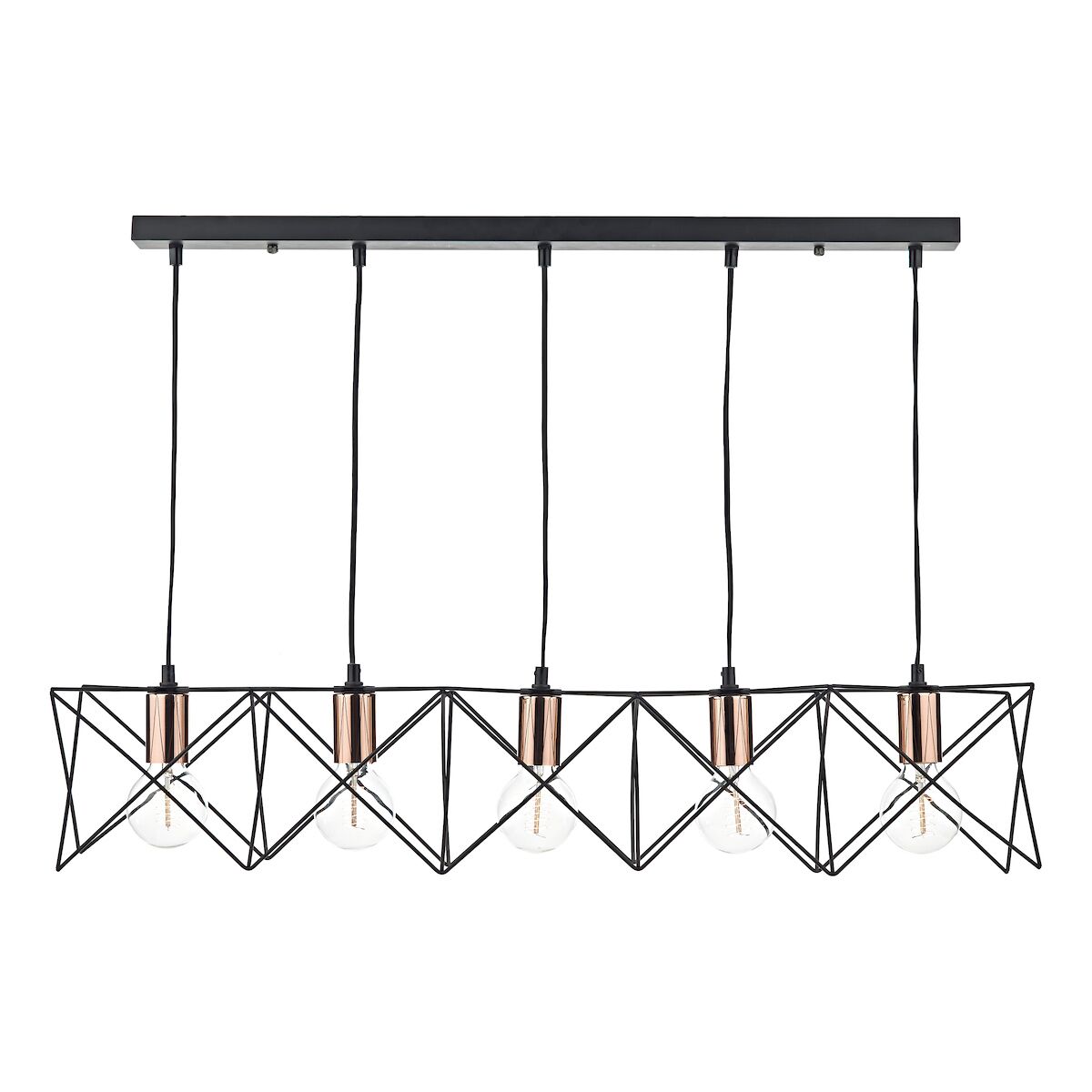 Midi Cage 5 Light Bar Pendant Matt Black Bright & Copper<br>Matt Black - Image 2