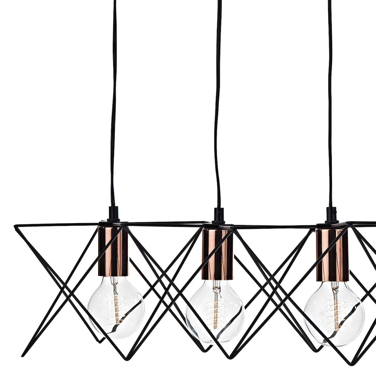 Midi Cage 5 Light Bar Pendant Matt Black Bright & Copper<br>Matt Black - Image 3