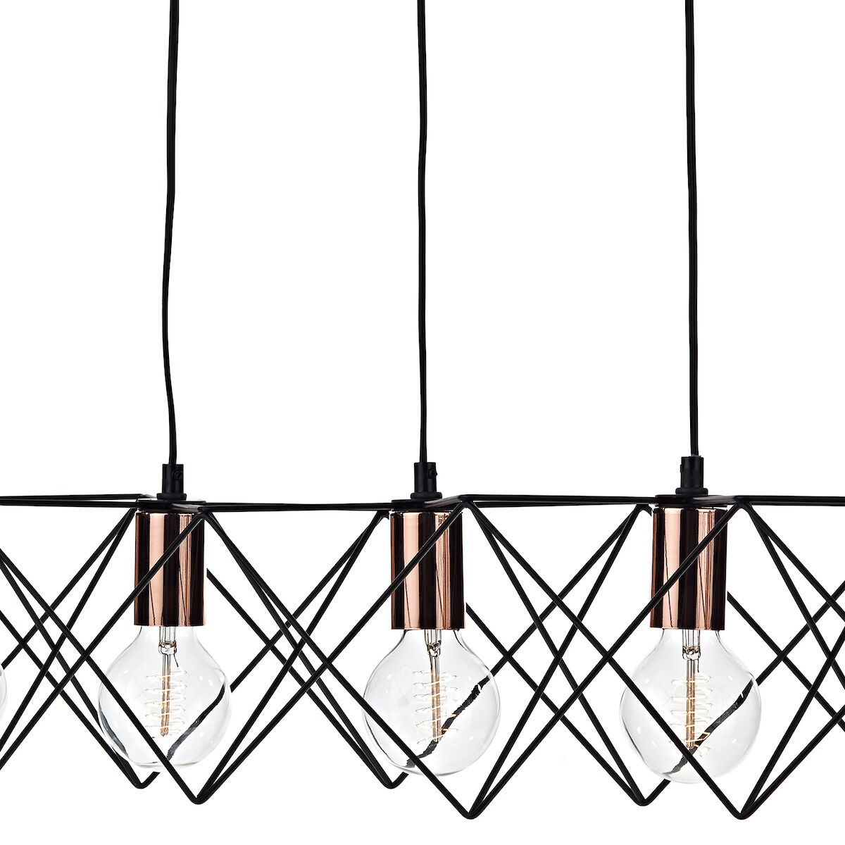 Midi Cage 5 Light Bar Pendant Matt Black Bright & Copper<br>Matt Black - Image 4