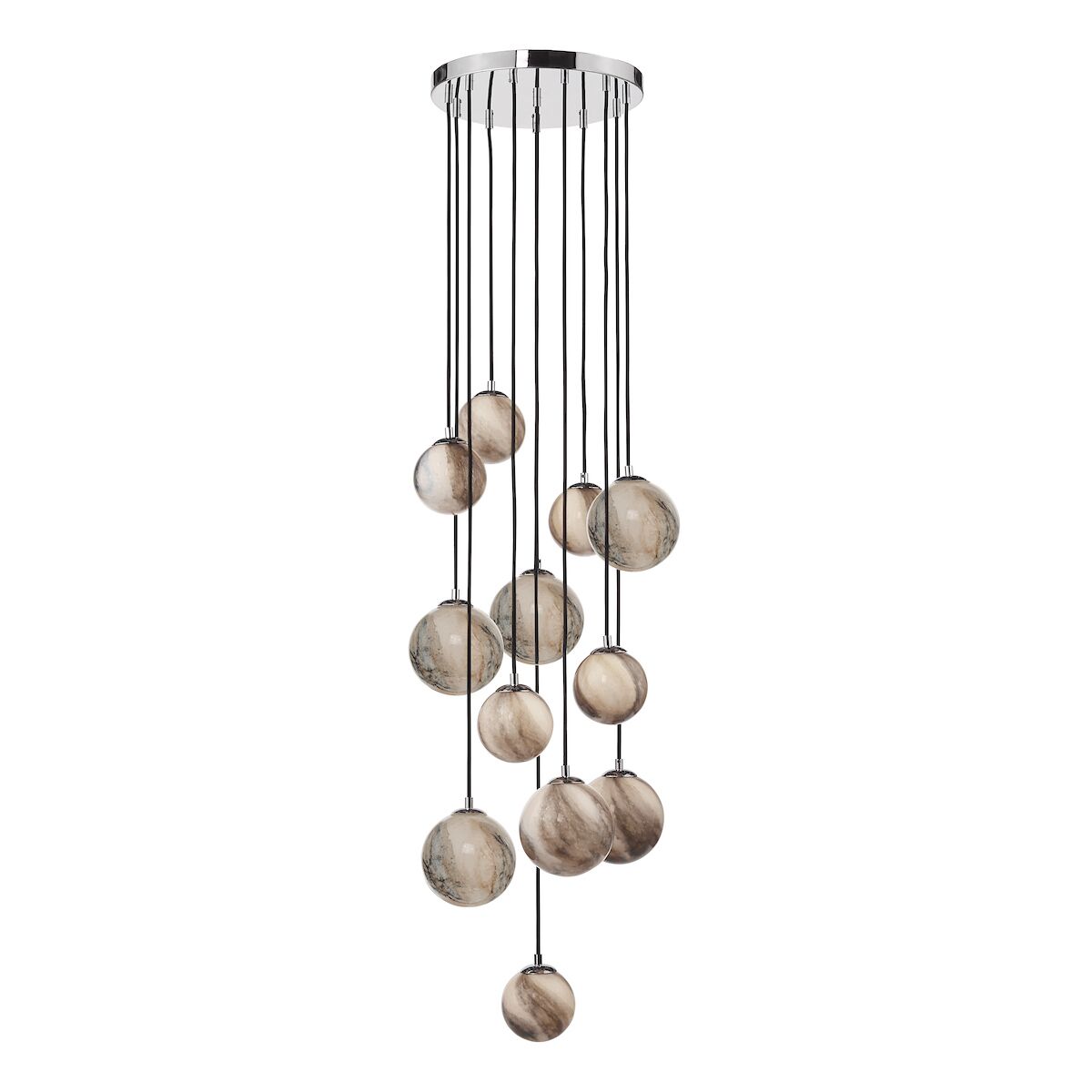 Mikara 12 Light Cluster Pendant Polished Chrome Glass 2.5M<br>Marble Effect Glass - Image 2