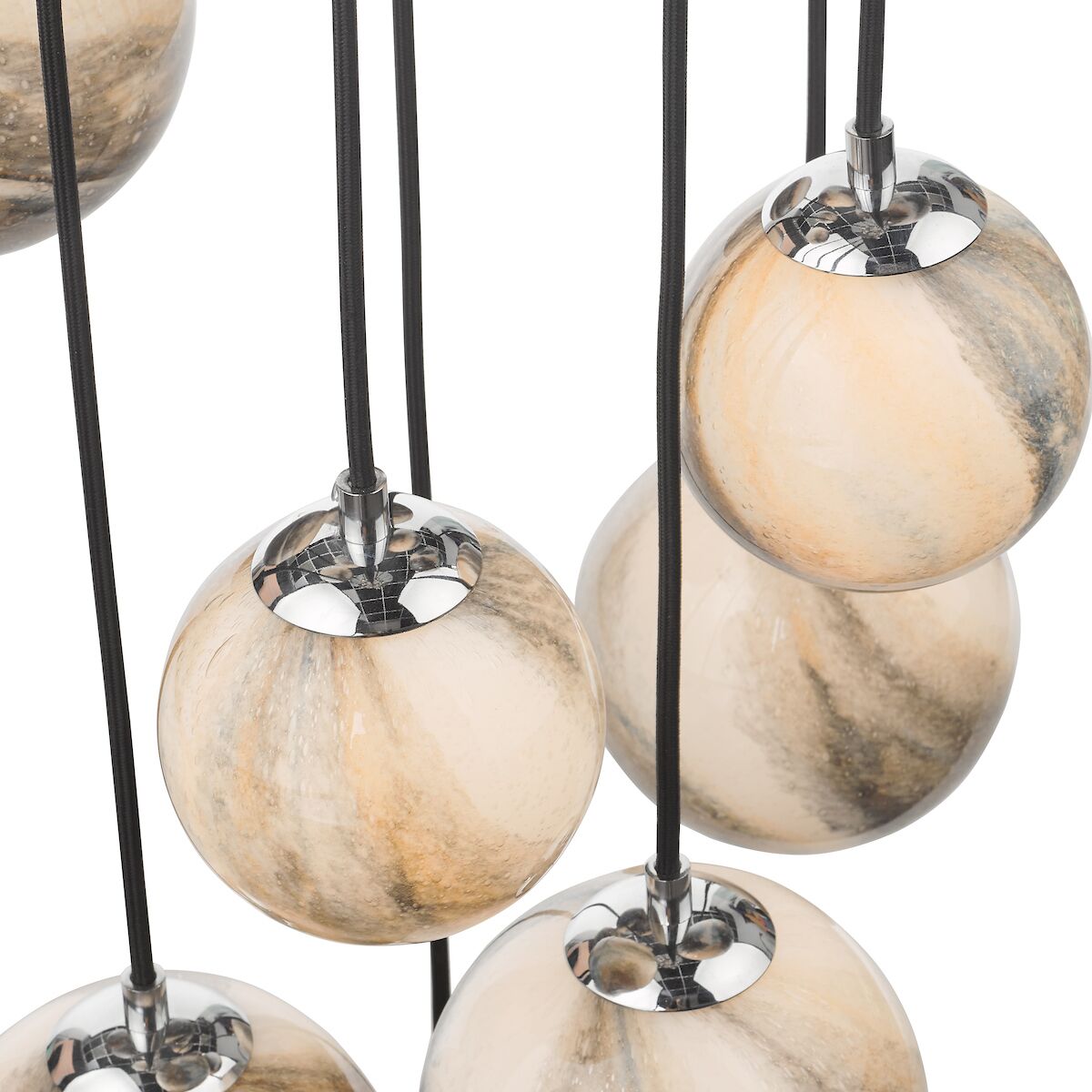 Mikara 12 Light Cluster Pendant Polished Chrome Glass 2.5M<br>Marble Effect Glass - Image 5