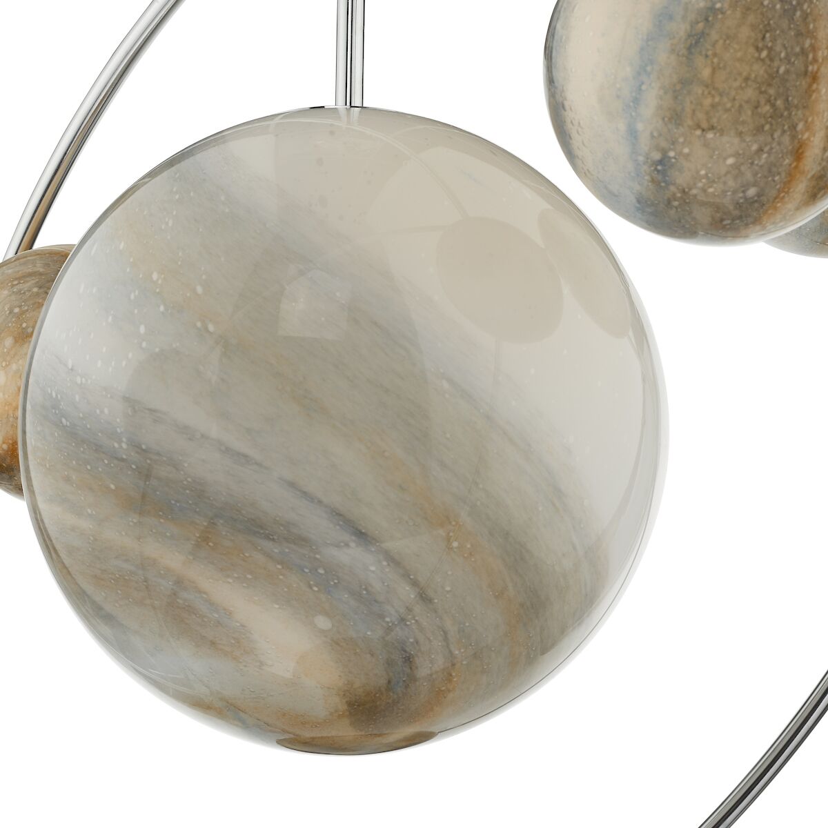 Mikara 7 Light Pendant Polished Chrome Glass<br>Marble Effect Glass - Image 3