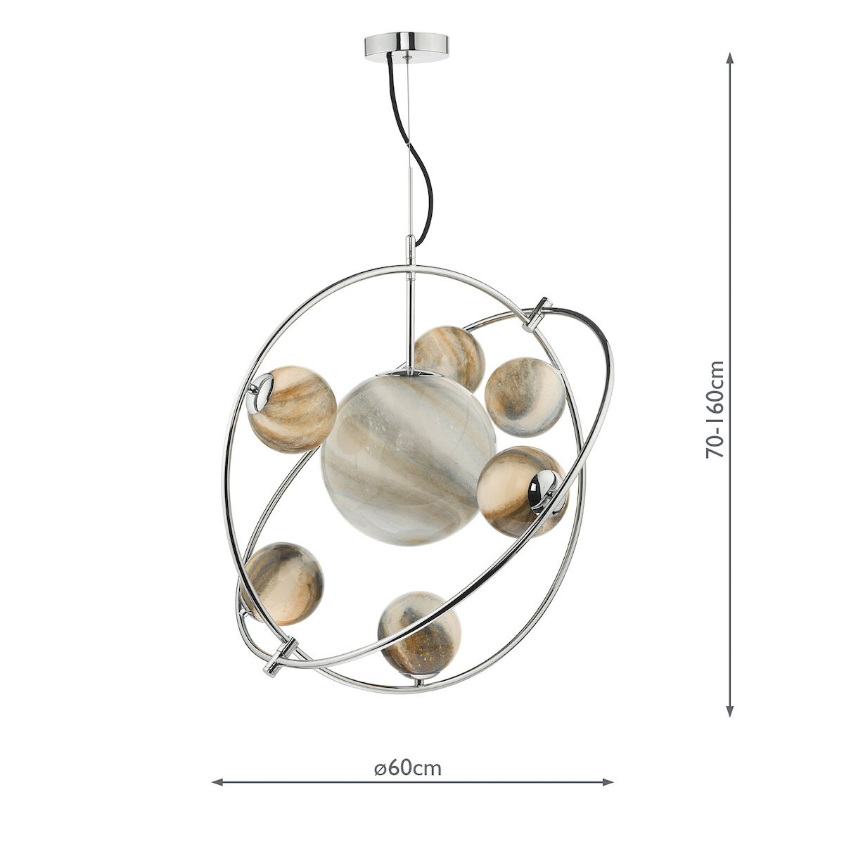 Mikara 7 Light Pendant Polished Chrome Glass<br>Marble Effect Glass - Image 6