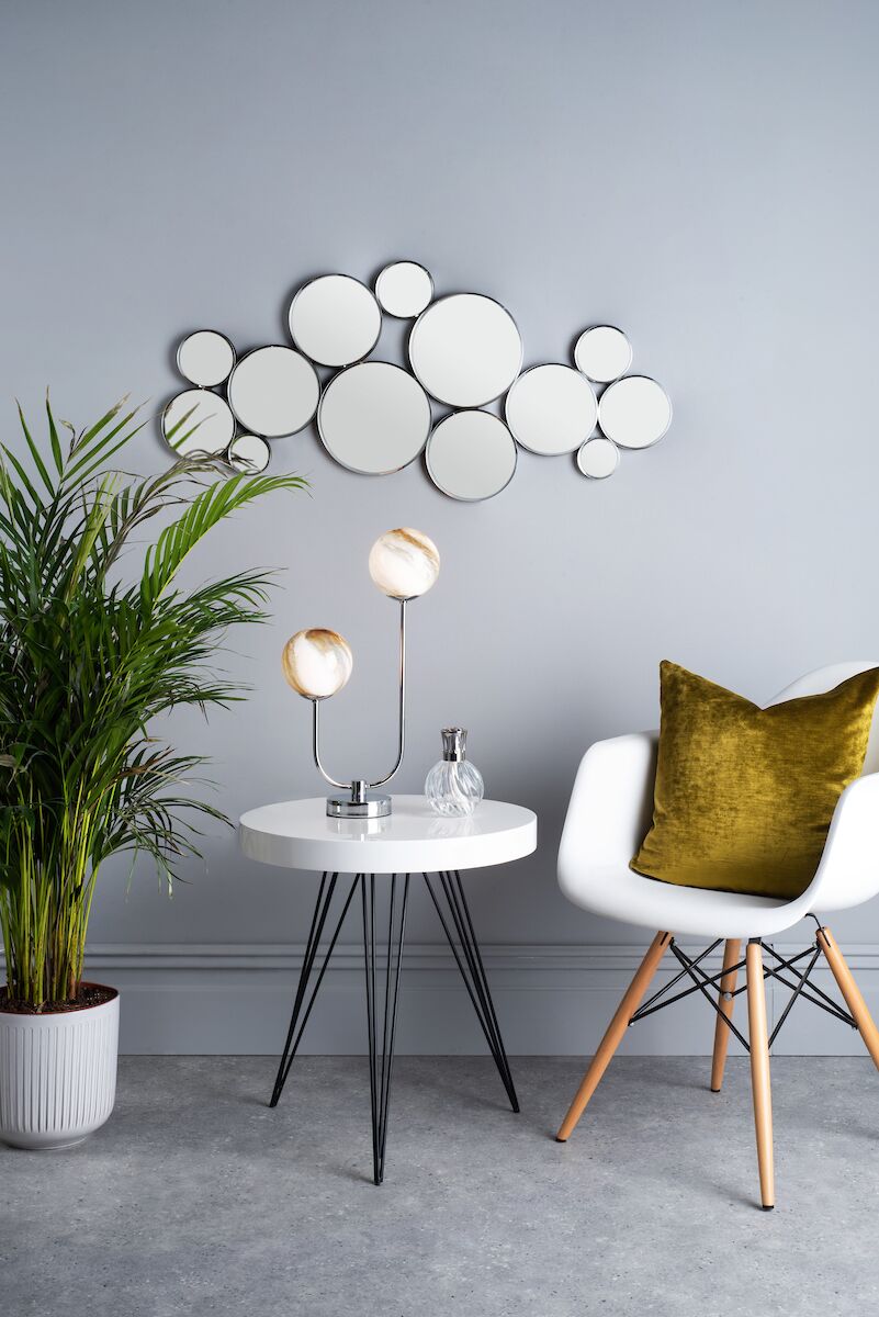 Mikara 2 Light Table Lamp Polished Chrome Planet Glass<br>Polished Chrome - Image 5