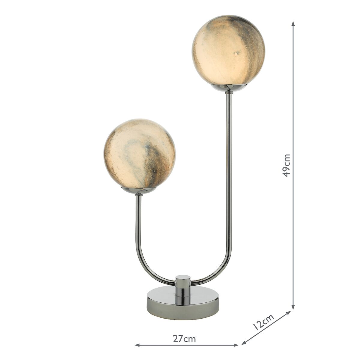 Mikara 2 Light Table Lamp Polished Chrome Planet Glass<br>Polished Chrome - Image 6