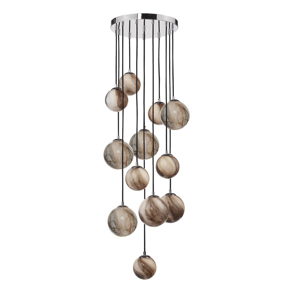 Mikara 12 Light Cluster Pendant Polished Chrome Glass 1.5M<br>Marble Effect Glass - Image 2