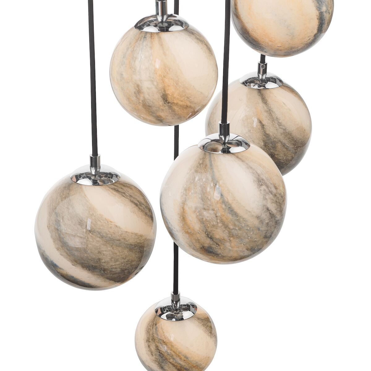 Mikara 12 Light Cluster Pendant Polished Chrome Glass 1.5M<br>Marble Effect Glass - Image 3