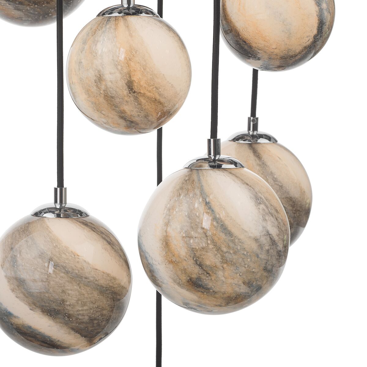 Mikara 12 Light Cluster Pendant Polished Chrome Glass 1.5M<br>Marble Effect Glass - Image 4