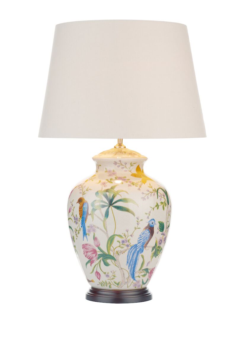 Mimosa Table Lamp Floral/Bird Print Base Only<br>Ceramic