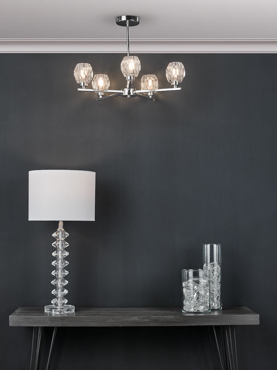 Mina Table Lamp Polished Chrome & Crystal With Shade <br>Crystal - Image 6