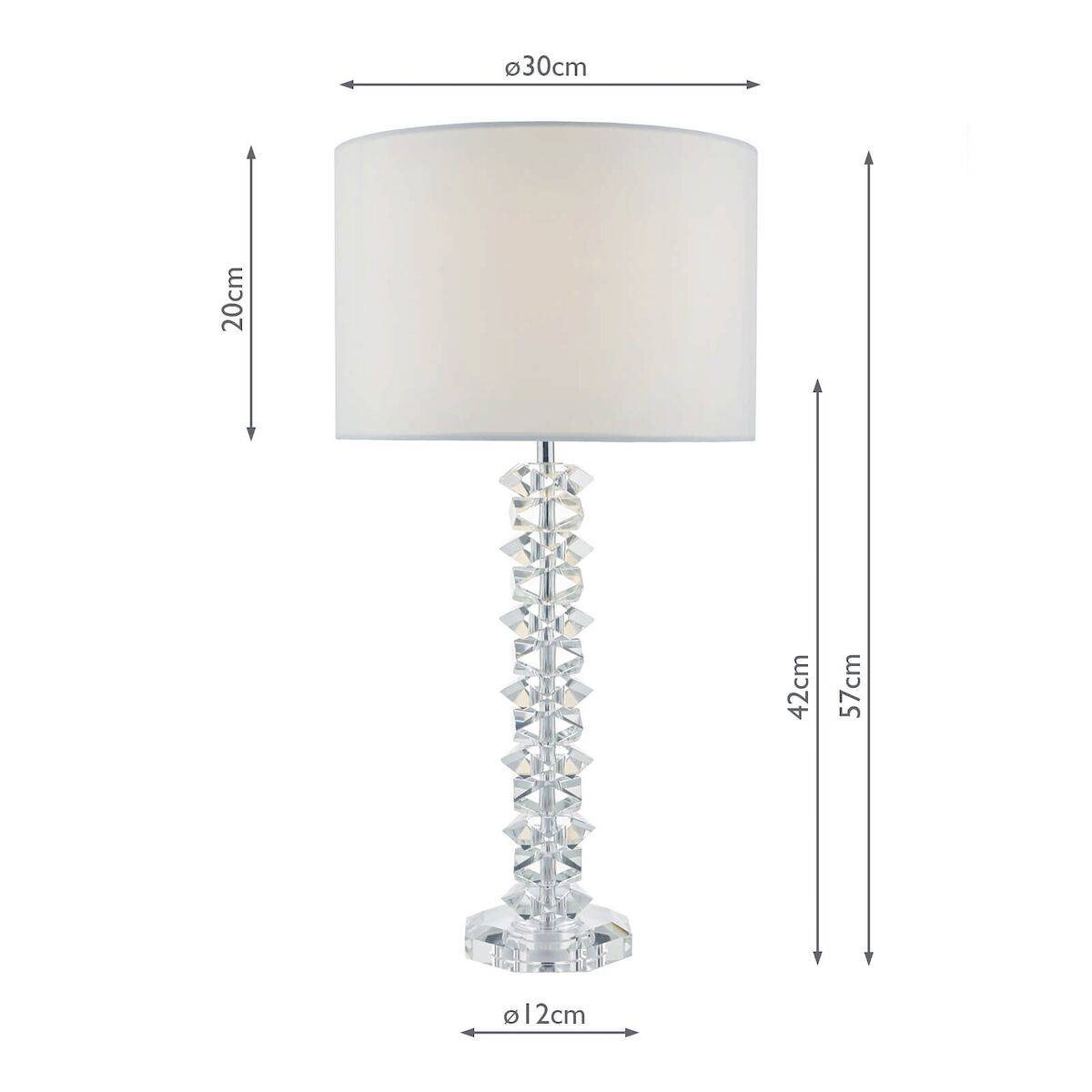 Mina Table Lamp Polished Chrome & Crystal With Shade <br>Crystal - Image 7