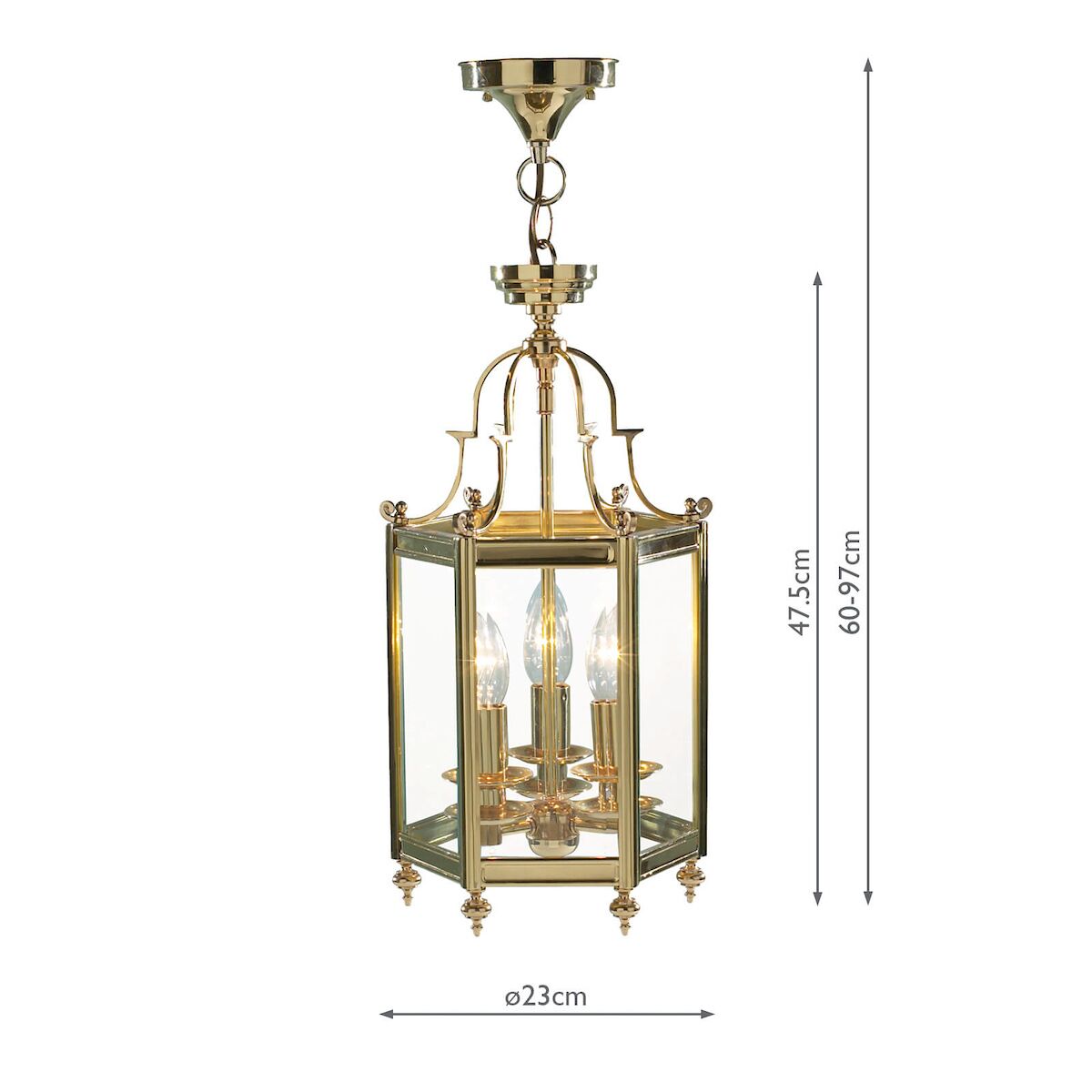 Moorgate Hexagonal Hall Lantern Dual Mount Polished Brass<br>Polished Brass - Image 5