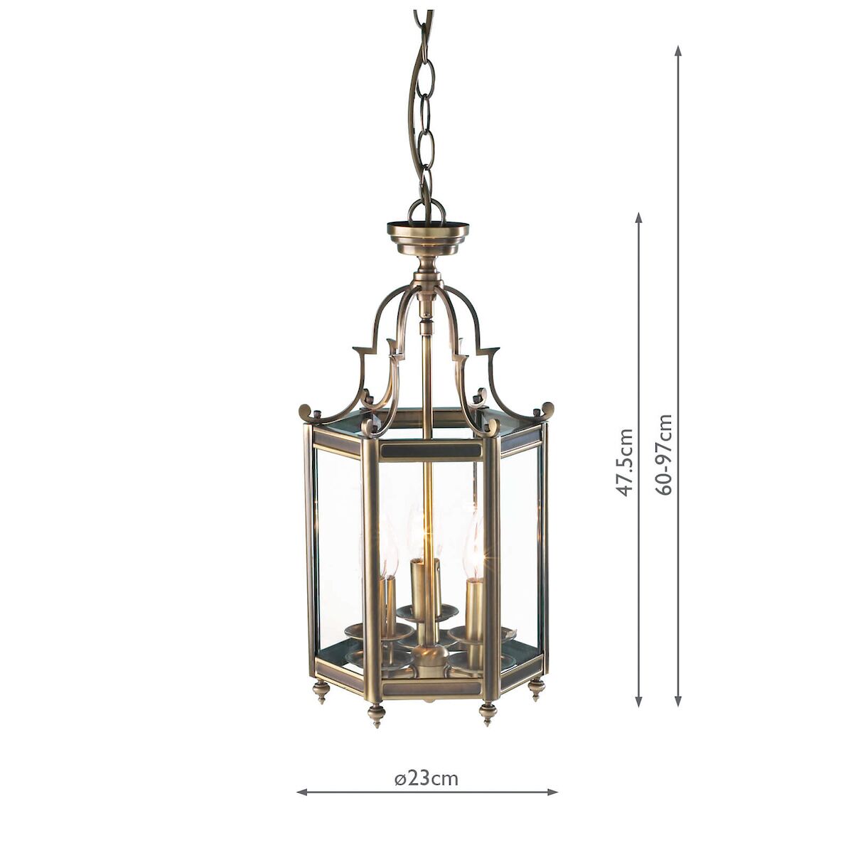 Moorgate Hexagonal Hall Lantern Dual Mount Antique Brass<br>Antique Brass - Image 4