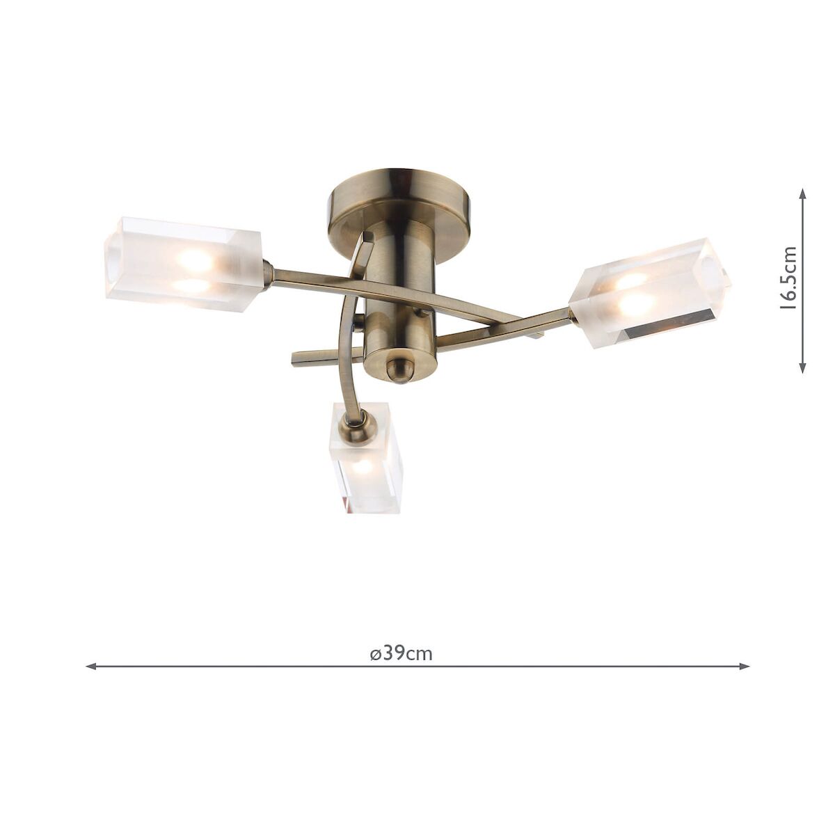 Morgan 3 Light Semi Flush Antique Brass<br>Antique Brass - Image 5