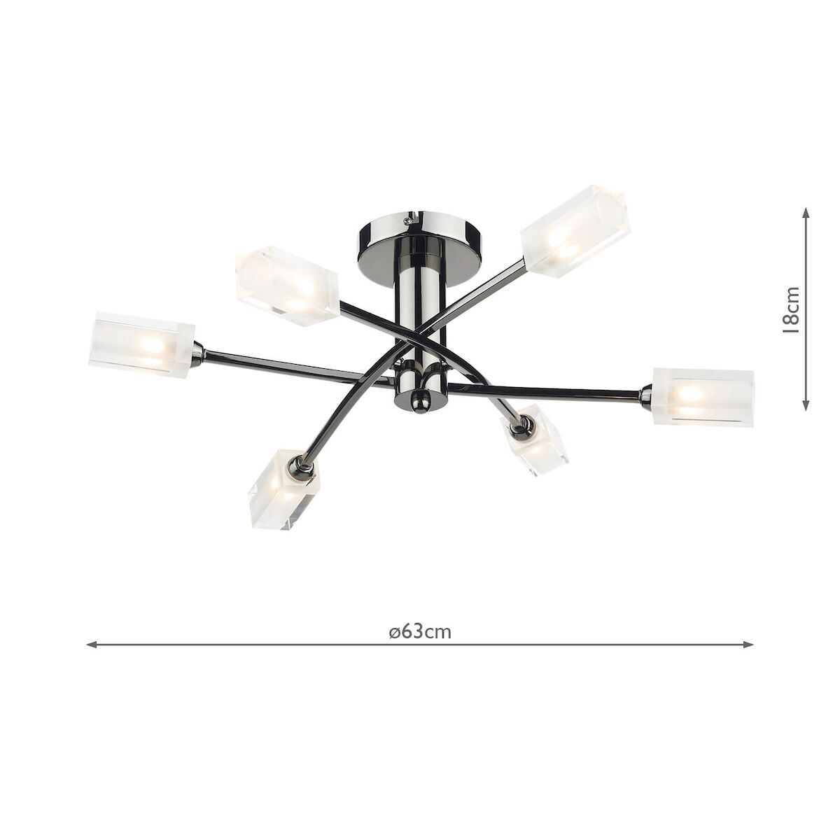 Morgan 6 Light Semi Flush Black Chrome<br>Polished Black Chrome - Image 3
