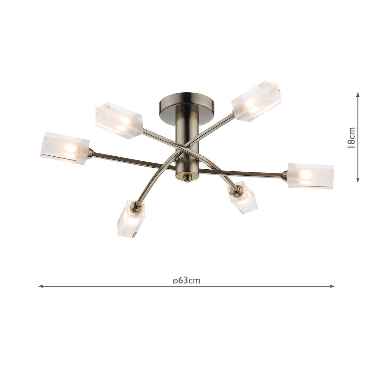 Morgan 6 Light Semi Flush Antique Brass<br>Antique Brass - Image 4